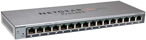 NETGEAR 16-Port Gigabit Ethernet Smart Managed Plus Network Switch, Hub, Internet Splitter (GS116E) - Desktop, and ProSAFE Lifetime Protection, Black
