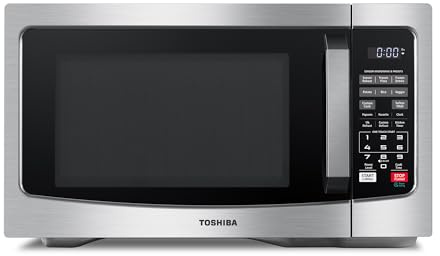 TOSHIBA EM131A5C-SS Countertop Microwave Ovens 1.2 Cu Ft with 12.4 Removable Turntable Smart Humidity Sensor, 12 Auto Menus Mute Function ECO Mode Easy Clean Interior, 1000W, Silver