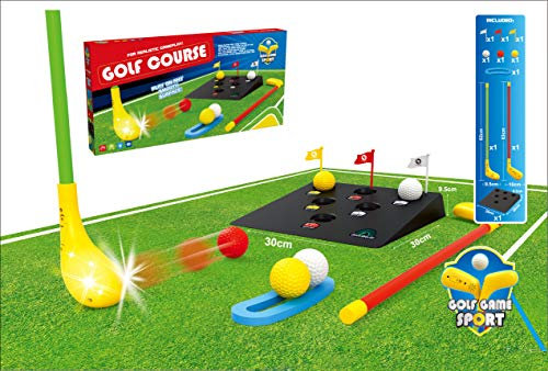 SOWOFA 24,8 Golfspielzeug-Spielset Golfer 2 Golfruten & 7 Golf-Übungskits & Putting Green, Golf-Trainingsset mit Sound Lights-Spielset (Box Packing)