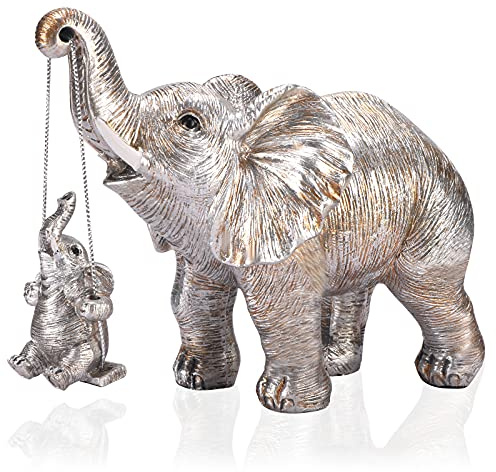ZJ Whoest Elephant Statue. Elephant Decor Brings Good Luck, Health, Strength. Elephant Gifts for Women, Mom Gifts. Decorations Applicable Home, Office, Bookshelf TV Stand, Shelf, Living Room - Silver