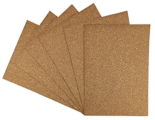 Netuno Lot de 6 plaques en liège autocollantes - 21 x 29,7 cm - Pour décoration murale - Décoration de sol - Notes photos - À suspendre