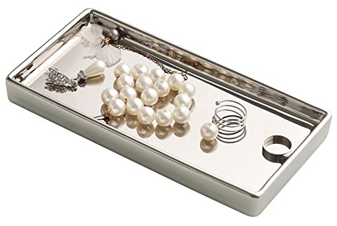 Redelaenor silver rektangulär smyckesbricka, keramik, 100% – glam, 20 x 15 x 10 cm