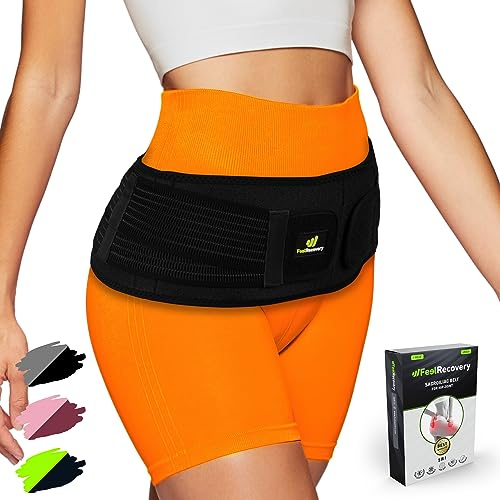 Feel Recovery Cinturón Pélvico Sacroilíaco Hombre/Mujer - Faja Sacro Lumbar Dolor Cadera, Ciática, Espalda y Piernas - Soporte Cadera Alivio Dolor Articulación SI - Neopreno, Ajustable y Transpirable