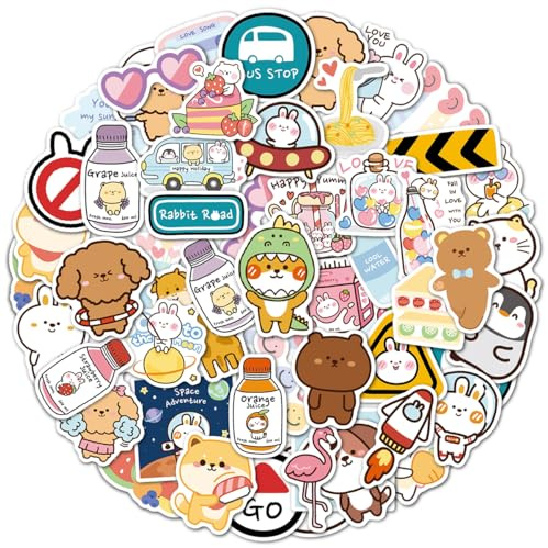 VSCO Kawaii djurklistermärken, söta vattentäta vinylklistermärken för laptop vattenflaska skateboard bil motorcykel cykel gitarr PS4 bagage resväska scrapbook Phone Pad [50 stycken
