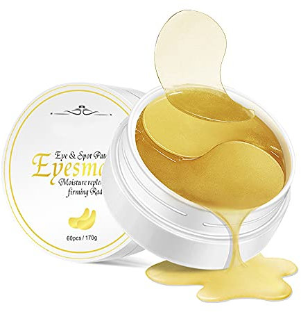 Augenpads aus 24 Karat Gold, (60pcs) Anti-Aging-Anti-Falten-Augenklappen, Augen-Gel-Pads oder Puffy, dunkle Augenringe, feuchtigkeitsspendend, Tränensäcke entfernen