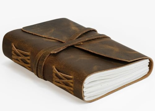 Läderbunden Vintageanteckningsbok - En Fantastisk Present Till Författare, Poeter Och Resenärer, 5 X 7 - Tomma Sidor - Handgjorda Antika Läderanteckningsböcker