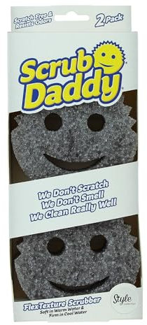 Scrub Daddy Original Spülschwamm, Reinigungsschwamm Smiley Form - Putzschwamm mit Texturveränderung, kratzfreier Schwamm Küche, Scheuerschwamm, Schmutzradierer, spülmaschinenfest - Style 2-er Pack