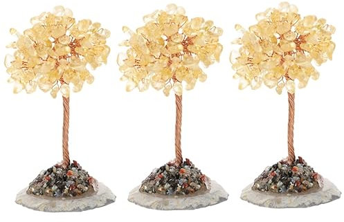 Garneck 3st Kristallgeldbaum Kristall-Baum-Statue Bonsai-Baum Aus Kristall Vermögen Reichtum Münzen Baum Feng-Shui-Bonsai Geldbaum Aus Natürlichen Kristallen Metall China Haushalt Büro