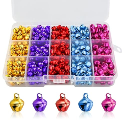 Glöckchen zum Basteln 600 Stück Bunt Schellen Glöckchen Klein 8mm Metallglöckchen Mini-Glöckchen für DIY Weihnachten Dekoration