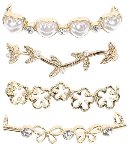 CALLARON Clips De Chaussures En Perles Et Strass 4 Pièces Accessoires Déco Pour Sneakers Et Chaussures Plates Légers Élégants Pour Mariages Fiançailles Anniversaires