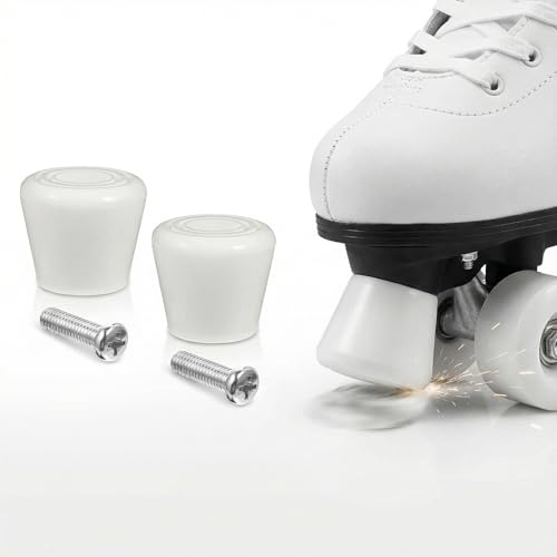 SUPVOX Juego de Frenos para Patines de Ruedas Quad - 2 Topes de Goma y 2 Tornillos de Montaje - Frenos de Repuesto Antideslizantes para Patines de 4 Ruedas en Paralelo - Blanco