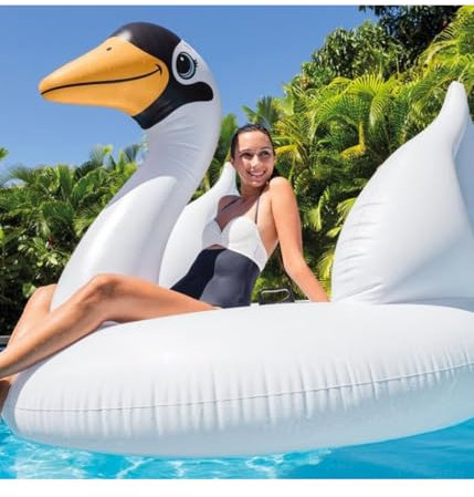 OISE ART STORE Trade Shop - Cigno Gonfiabile Gigante Isola Materassino Mare Piscina 194 X 152 X 147 Cm