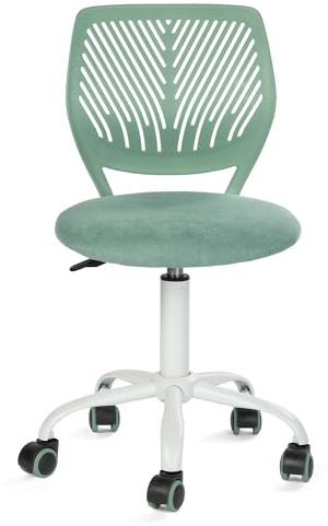 Homy Casa Sedia da scrivania con seduta in tessuto lino, sedia ergonomica girevole per scrivania senza braccioli, altezza regolabile, sedia da ufficio per casa e ufficio per bambini e adolescenti