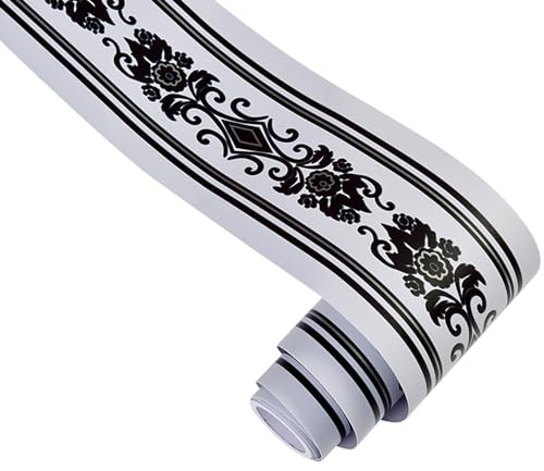 KMDZDZGS Self-Adhesive Wallpaper baseboards, PVC Wallpaper Borders, Waterproof Waistline Decorative Sticker, Baseboard Decorative Wallpaper for Kitchen Living Room Bathroom,12CM X 10M (R)