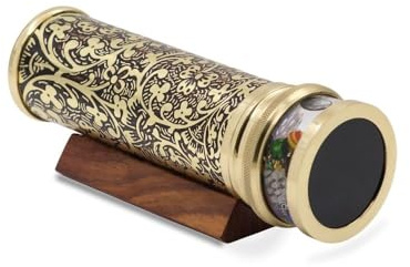 Handcrafted Giant Etched Brass Lacquered Kaleidoscope, Oil Object Chamber Classic Kaleidoscope-Unique Gift Ideas for Someone Special (8x2)