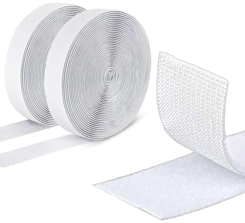 ARMIZ Hook and Loop Tape Self Adhesive, Extra Strong, 10 m Sticky Back Fastening Tape, 20 mm Wide, Double-Sided Strip Tape (White)