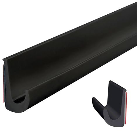 Inscrip Grondaia a forma di J, altezza 26 mm, autoadesiva, a forma di J Shape RV, striscia antigoccia in PVC, strisce per la pioggia, per camion, camper, barca, furgone, porta (nero, 5 m)