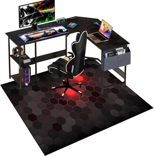 Alfombra Silla Gaming Antideslizante 70 x 100 cm, Protector Suelo Silla Ruedas, Alfombrilla de Protección para Suelos Duros, Tapete Protector de Suelo, Alfombrilla para Silla de Oficina Gaming