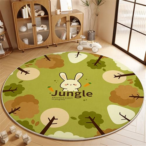 YATOLA Alfombras Elefante Alfombra Habitación Lavable Antideslizante Muy Suave para Salón Dormitorio, Esponjosa de Cama Infantil Lavable Bebe Niña Niño De Juego Motivo Animal León (Verde, 80x80cm)