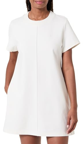 Calvin Klein Donna Abito a T-shirt Punto Milano Corto, Beige (Tofu), L