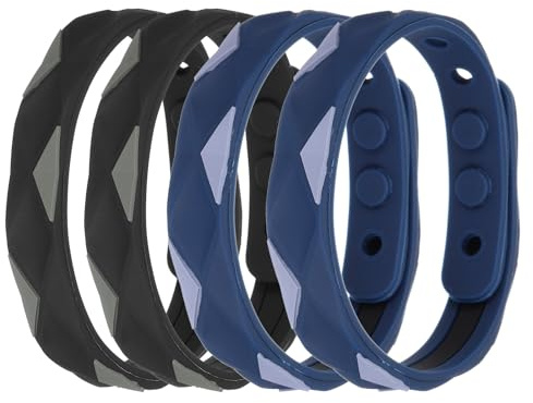 sourcing map Anti Static Bracelet, 0.5X9 Adjustable Anti Static Wristband Silicone Balance Energy Sport Bracelets for Eliminate Static, Black,Blue 4Pack