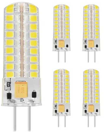 JZLBBC Lampadine a LED AC / DC12V 7W GY6.35 T4 JC 2 poli Lampadina LED G6.35 Base bi-pin per lampadario giardino sotto le plafoniere dell'armadio 5PC WarmWhite