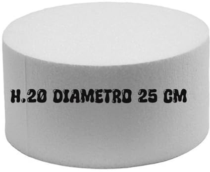Base Rotonda in Polistirolo, 25 cm Diametro x 20 cm Altezza, Supporto per Torte Decorative, Bianco