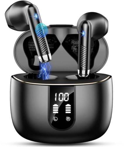 Auriculares Inalámbricos Bluetooth, Auriculares Bluetooth 5.4 HiFi Estéreo, 56H Cascos Inalambricos Bluetooth con ENC Reducción de Ruido, Pantalla LED, USB-C, Control Táctil,IP7 Impermeable Audifonos