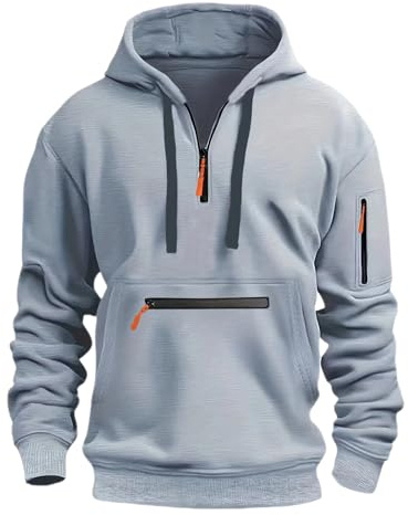 Felpa con Cappuccio e Cerniera Tinta Unita da Uomo Felpe con Tasche e Polsini Elastici Leggera e Funzionale Giacca Sportiva Felpa da Lavoro Maniche Lunghe Hoodie Sportiva Jogging per Autunno e Inverno