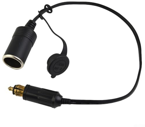 babominimer DC 12V-24V Car Charger Adapter with Waterproof Cover for Motorcycle and Vehicle Power Supply, Black, 30cm Cord