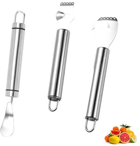 Wilsonzin 3 Piezas Juego Peladores de Naranja y Ralladores Acero Inoxidable Rallador Limón Pelador Cítricos Rallador de Limón Lima Naranja y Mandarina Pelado Rápido