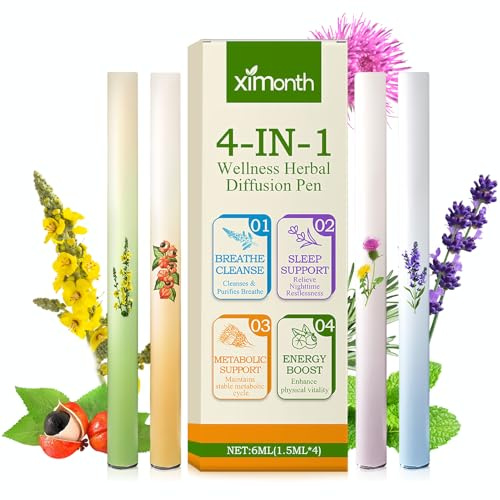 4 pezzi Purificatore Polmonare Verbascum, Purificatore Polmonare alle Erbe di Verbascum, Penna Diffusore Aggiornata alle Erbe, Aromaterapia Verbascum Pulizia Polmonare Inalatore, per viaggi, ufficio