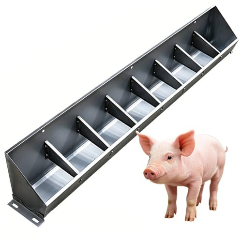 SQYHYTS Fodertrog För Boskap 50–150cm Voedertrog I Rostfritt Stål Med 8 Hål För Getter Hyllor Med Avdelare Metall Med Stor Kapacitet Stor Fodertrog För Utomhusbruk För Betesmark