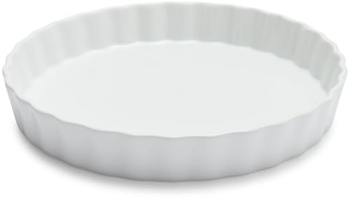 Sur La Table Porcelain Quiche & Tart Dish – 9.8 Round Baking Dish with 40.6 oz Capacity, Non-Porous & Chip-Resistant, Oven, Freezer & Microwave, Elegant Table Serveware