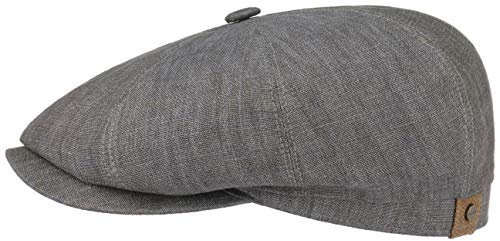 Stetson Hatteras Flat Cap Leinen Damen Herren Baumwollfutter UV 40+ Schirmmütze Frühjahr Sommer grau 62 cm