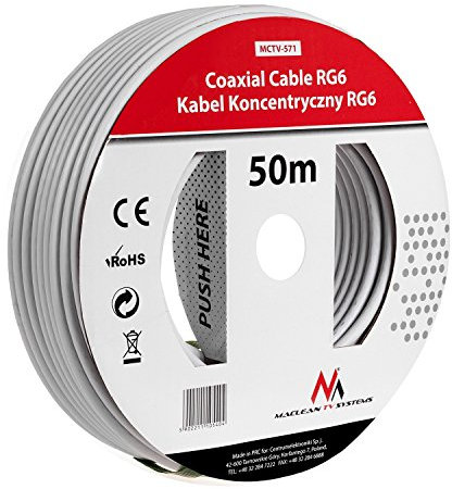 Maclean MCTV-571 SAT-Antennenkabel 50m Koaxialkabel RG6 1.0CSS SAT Kabel
