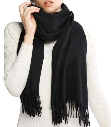 RIIQIICHY Chal Mujer Invierno Bufanda Pashmina Pañuelos grandes foulard fular Estola Poda Fiesta Negro