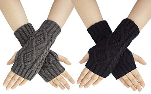 Chalier Fashion Fingerlose Handschuhe Armstulpen Damen,Winter Halb Fingerhandschuhe Winterhandschuhe, Wärmer Strick Kurzer Gestrickte Fingerlose Fäustlinge