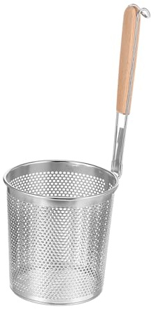 Rund wok sil stek rostfritt stål trähandtag för Wrme Motstånd Udon pasta pasta ramen Sp¨ beläggningar matlagning stekning 14 cm