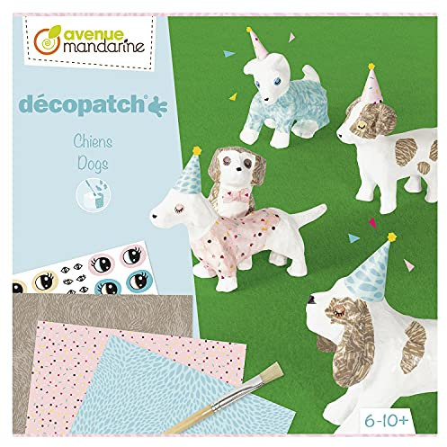 MY MANDARINE KC134C - Coffret créatif - Technique Décopatch - À partir de 6 ans - CHIENS, Taille unique
