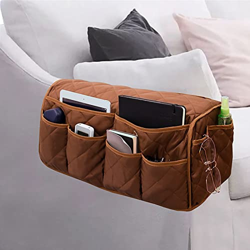 Organizador de reposabrazos de sofá, impermeable, bolsa de almacenamiento antideslizante, para sofá, mesita de noche, sillón, reclinable, protector de brazo con 14 bolsillos para control remoto,