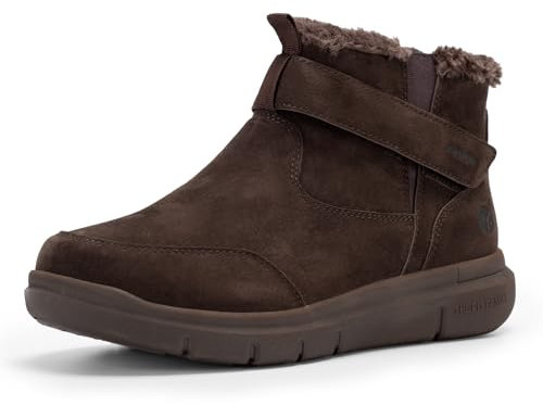 FitVille Winterschuhe Herren Warm Gefüttert Schneestiefel Winterstiefel Extra Weit Kurzschaft Stiefel Flach Winter Outdoor Boots Rutschfeste Schuhe Kupferbraun 46.5 EU X-Weit