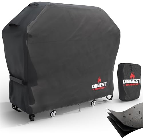 ONBEST Grillabdeckung wetterfest – 600D Oxford Gewebe mit wichtiger Belüftung– wasserdicht – Outdoor Abdeckung für Grills – schmutzabweisend –Belüftungsöffnungen – Grillabdeckung (150x65x125cm)
