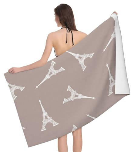 Novastar Toalla de playa de secado rápido, toallas de microfibra blancas de las Torres Eiffel para el cuerpo, toallas de baño suaves para baño, toallas de playa personalizadas a prueba de arena
