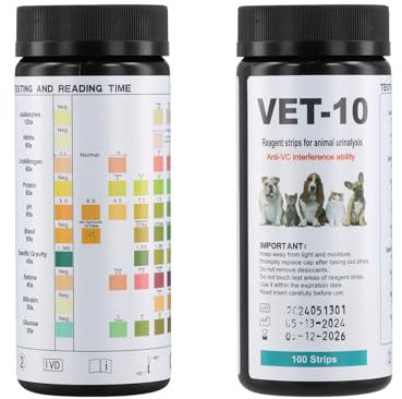 Anseom 100pcs Animal Urinalysis Reagent Strips 10 Parameters Urine Test Strips for Dogs Cats Fast Urine Dipsticks Test Paper Professional Ketones Level Monitor Test
