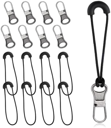 16uds Reemplazo de Tirador de Cremallera, Cabezal de Cremallera y Extensor de Cordón para Tirador de Cremallera Reparación Lengüeta de Cremallera para Equipaje Mochilas Chaquetas Bolsos