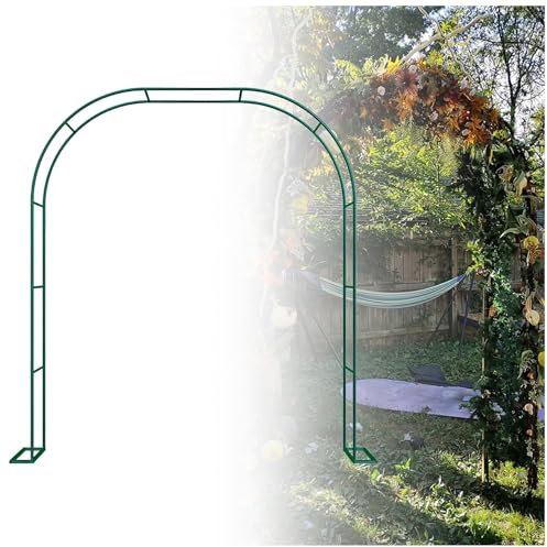 Arco de rosas de metal verde para ceremonia de boda, enrejado para interiores y exteriores, para plantas trepadoras, resistente a la intemperie y fácil montaje, 2,4 m x 2,2 m x 25 cm