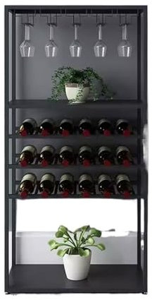 portabottiglie Raffreddatore for vino Vino rosso Vino Ferro da stiro Pavimento for la casa Piccolo portabottiglie Scaffale for esposizione Scaffale for bicchieri da vino portabottiglie vino(Nero)