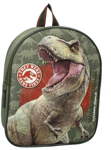 Vadobag JURASSIC WILD Dinosauro T-REX 3D - Zainetto per bambini | Scuola | Asilo - Colore verde - dimensioni 32x26x11cm