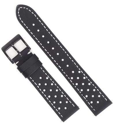 NLNKDTDPAK Bracelet de montre en toile de voile de qualité supérieure, 18mm, 19mm, 20mm, 22mm, bracelet de montre de course de rallye, bracelet de montre perforé et respirant for dégagement rapide for